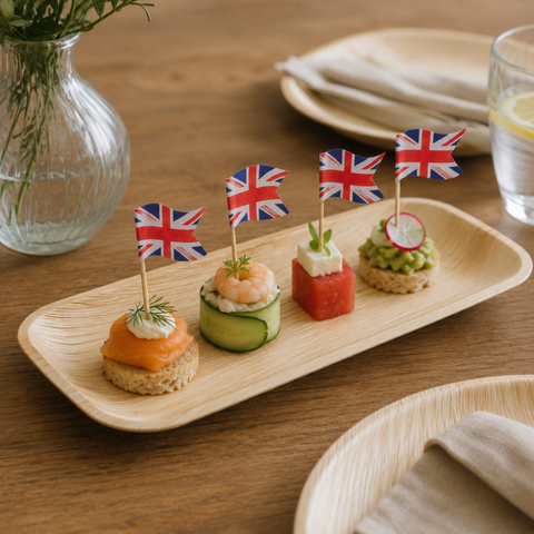 Union Jack Flag Skewers 10cm | British Theme Party Picks | Patriotic Food Skewers