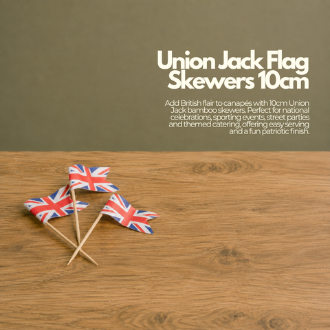Union Jack Flag Skewers 10cm | British Theme Party Picks | Patriotic Food Skewers