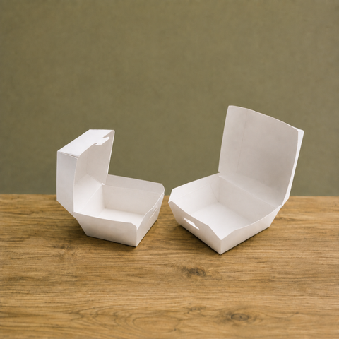 Mini Burger Boxes 7-9cm | White Card Food Containers | Take-Away Slider Boxes