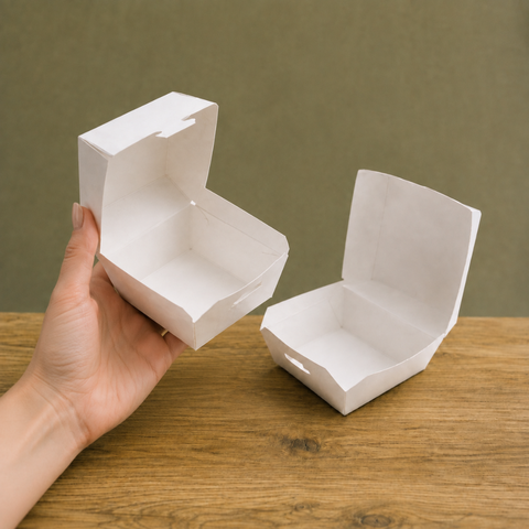 Mini Burger Boxes 7-9cm | White Card Food Containers | Take-Away Slider Boxes