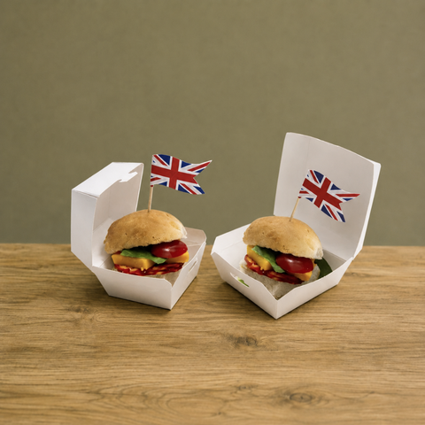 Mini Burger Boxes 7-9cm | White Card Food Containers | Take-Away Slider Boxes