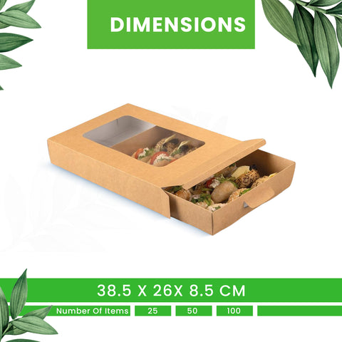 Premium Cardboard Large Tuck-Top Platter Box With Window (38.5 x 26 x 8.5cm)