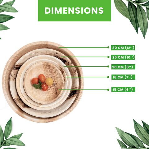 Round Palm Leaf Plates | Premium Eco-Friendly Disposable Plates | 6 Sizes