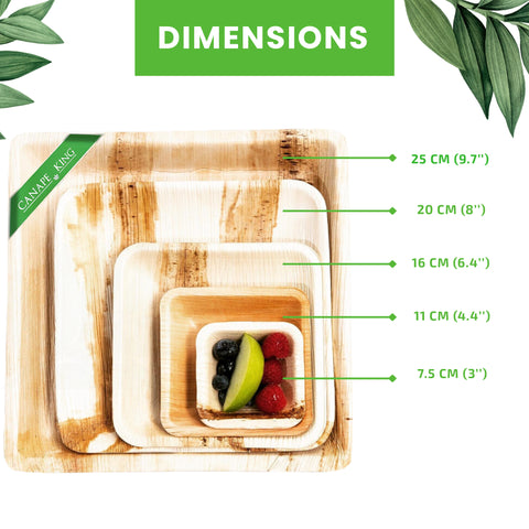 Square Palm Leaf Plates | Premium Eco-Friendly Disposable Plates | 5 Sizes