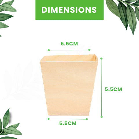 5.5cm Square Pine Wood | Eco-Friendly Food Container | Natural Mini Serving Cup