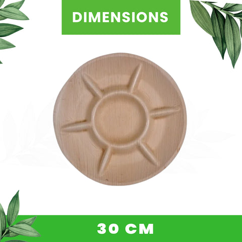 7 Compartment Round Palm Leaf Plates