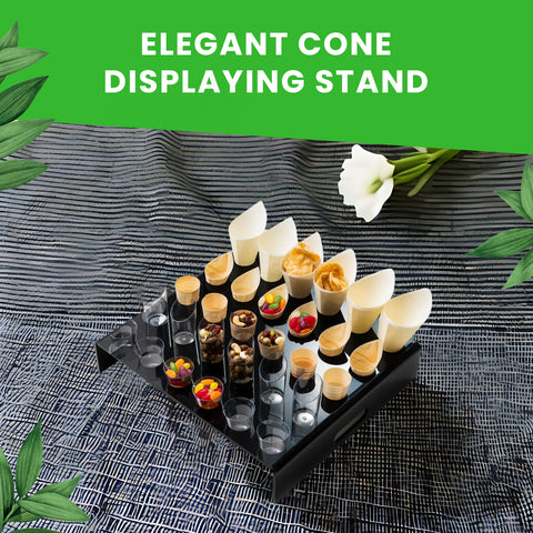 30-Hole Perspex Cone Stand 42x37x8cm | Professional Canapé Display | Luxury Service Tray