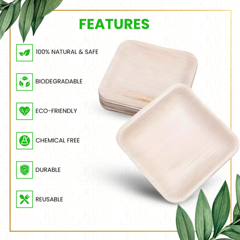 Square Palm Leaf Plates | Premium Eco-Friendly Disposable Plates | 5 Sizes