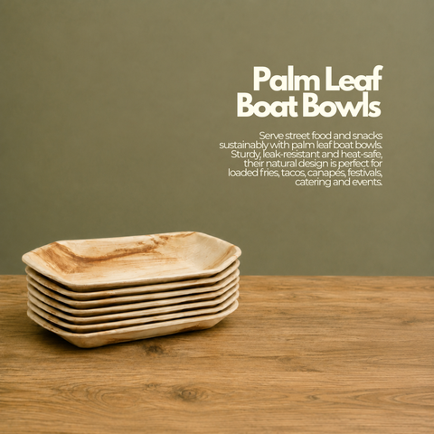 Palm Leaf Boat Bowls | Eco-Friendly Food Boats | Premium Disposable Serving Bowls
