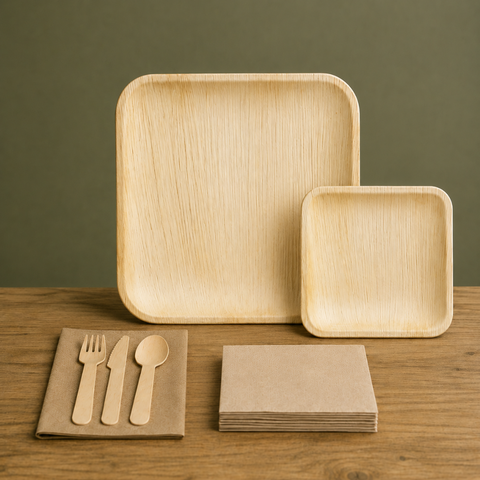 150-Piece Eco Party Bundle | Palm Leaf Plates, Cutlery & Napkins Set | Complete Entertaining Pack