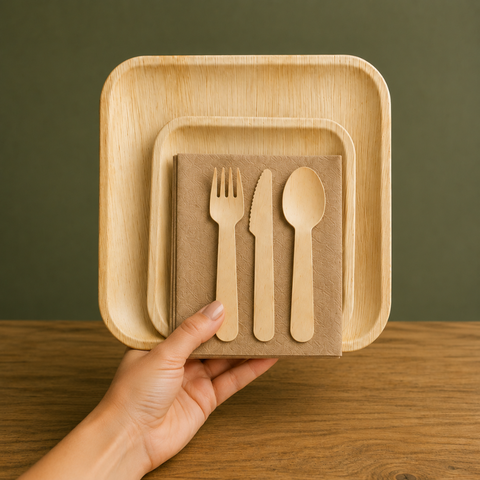 150-Piece Eco Party Bundle | Palm Leaf Plates, Cutlery & Napkins Set | Complete Entertaining Pack