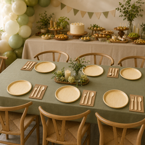 125-Piece Eco Pack | Round Palm Leaf Party Bundle | 25cm Plates, Cutlery & Napkins Set