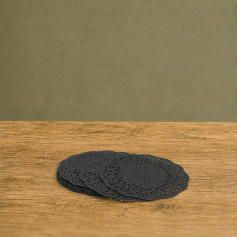 Black Paper Doilies 9cm | Elegant Lace Design | Professional Food Service Doilies