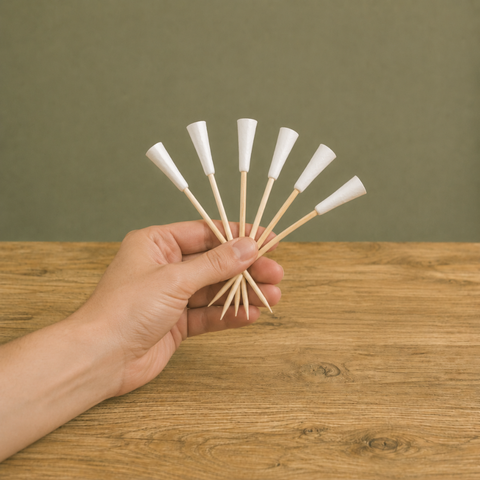 Golf Tee Wooden Skewers 12cm | Sports Theme Food Picks | Golf Party Skewers
