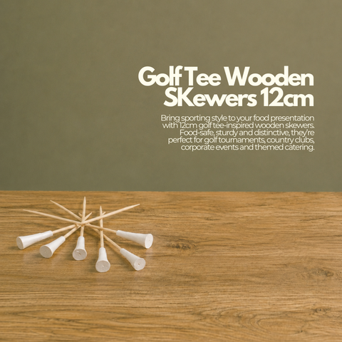 Golf Tee Wooden Skewers 12cm | Sports Theme Food Picks | Golf Party Skewers