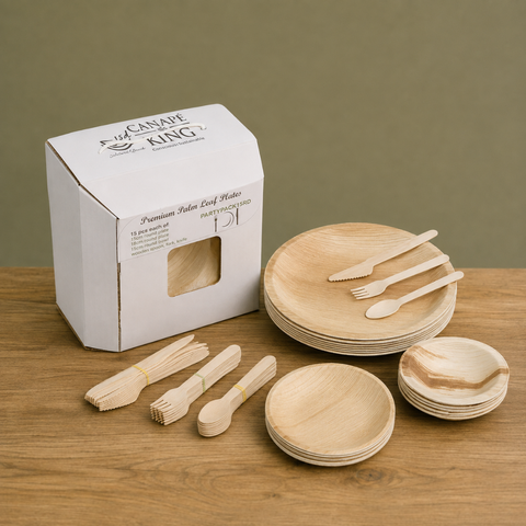 90-Piece Palm Leaf Party Set | Complete Eco Tableware Bundle | Large Event Pack