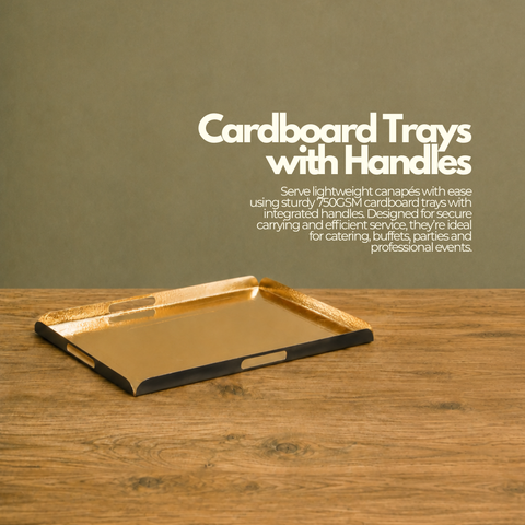 Cardboard Trays with Handles 28x42cm | Professional Serving Trays | 750GSM Strong Service Trays