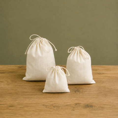 White Cotton Garni Bags 3 sizes | Professional Bouquet Garni Bags | 100% Natural Cotton