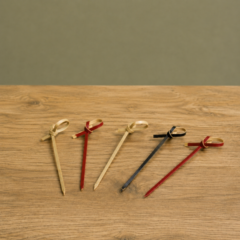 Musubi Bamboo Knot Skewers | Cocktail Sticks with Looped Knot Mini Toothpicks