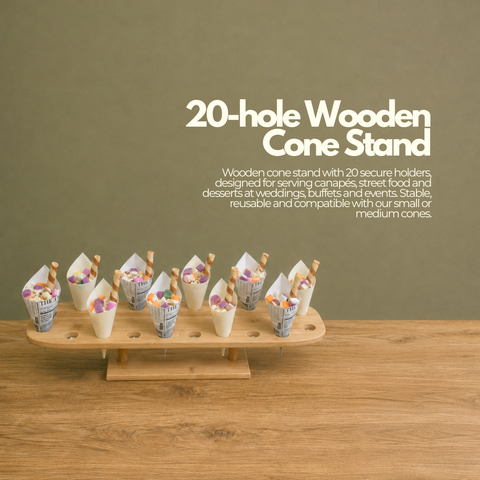 20-hole Wooden Cone Stand | Round Food Display Stand | Professional Serving Holder