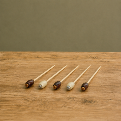 Cocktail Bamboo Bead Skewers | Decorative Drink Picks | Professional Bar Accessories