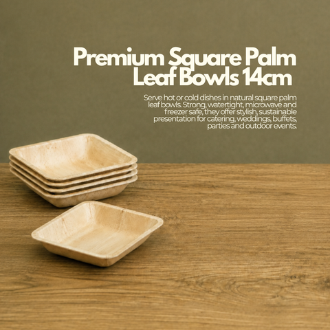 Premium Square Palm Leaf Bowls 14cm | Eco-Friendly Disposable Bowl