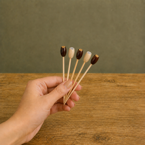 Cocktail Bamboo Bead Skewers | Decorative Drink Picks | Professional Bar Accessories
