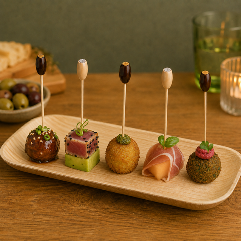 Cocktail Bamboo Bead Skewers | Decorative Drink Picks | Professional Bar Accessories