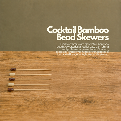 Cocktail Bamboo Bead Skewers | Decorative Drink Picks | Professional Bar Accessories