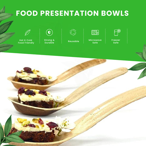 Palm Leaf Canapé Spoons | Eco-Friendly Tasting Spoons | Premium Appetizer Serveware