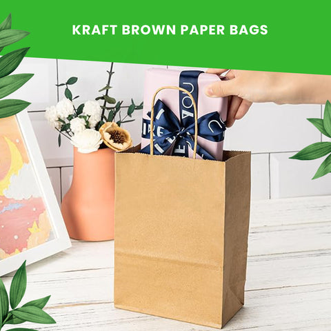 Kraft Brown Paper Bags with Twisted Handles | Eco-Friendly Shopping Bags | 26x20x27cm