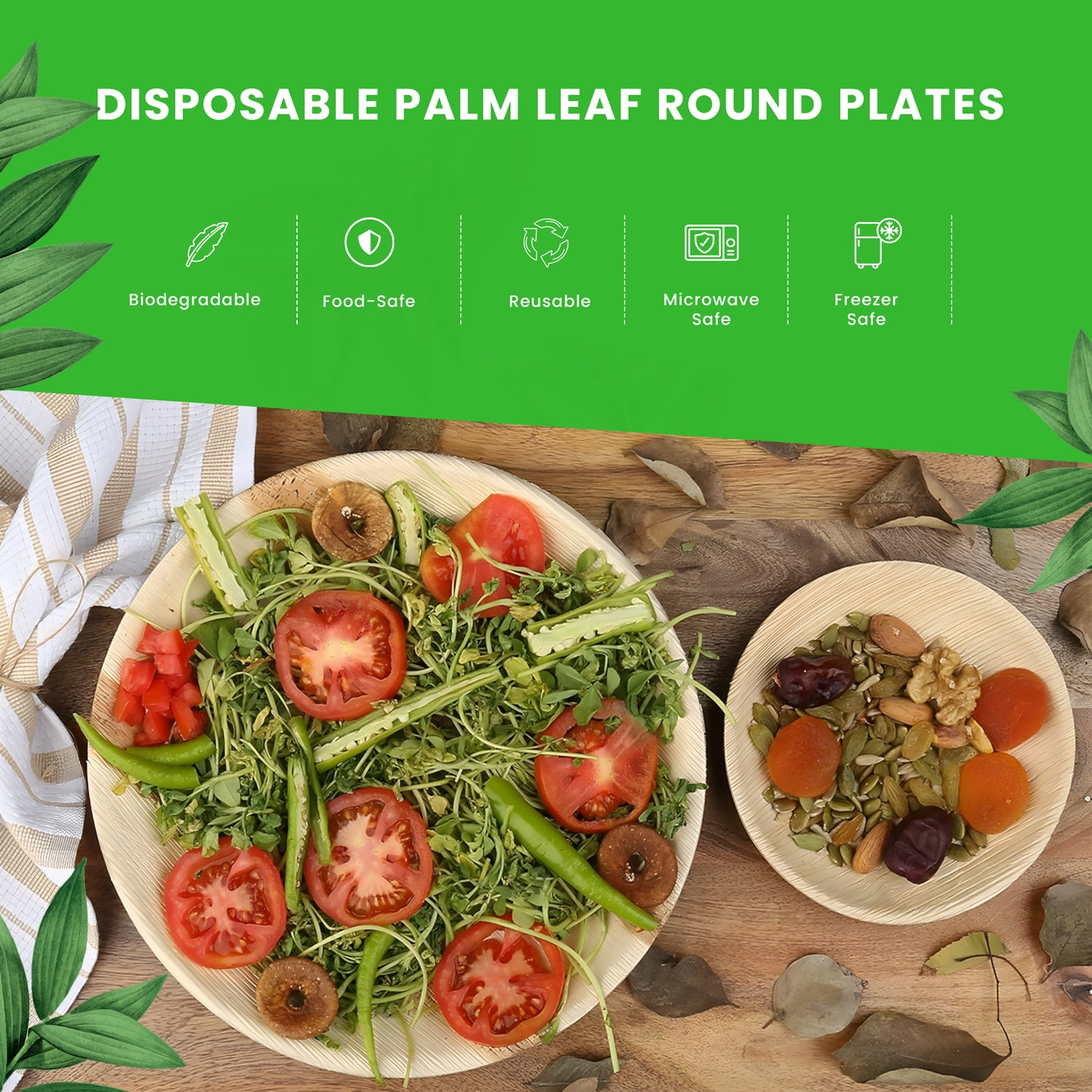 Round Palm Leaf Plates