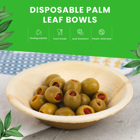 Premium Round Palm Leaf Bowls | Eco-Friendly Disposable Bowls | 8 Sizes