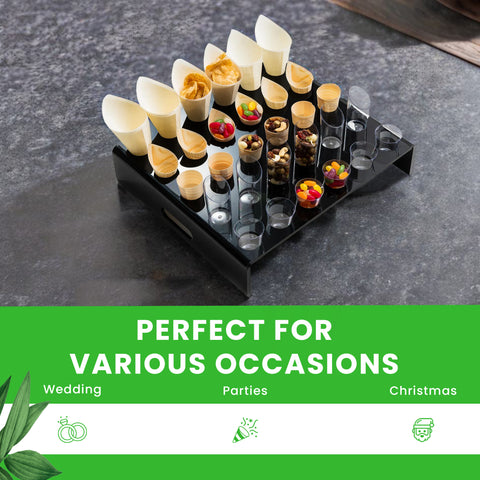 30-Hole Perspex Cone Stand 42x37x8cm | Professional Canapé Display | Luxury Service Tray