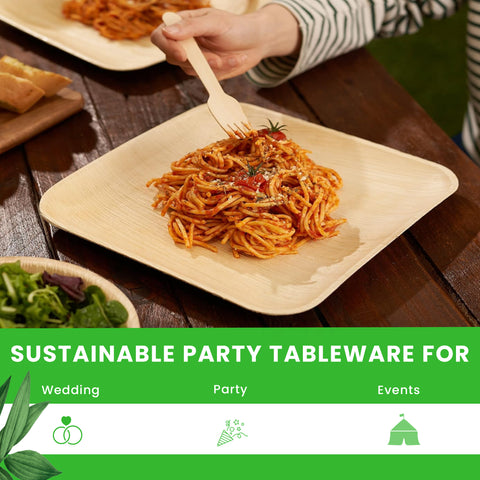 150-Piece Eco Party Bundle | Palm Leaf Plates, Cutlery & Napkins Set | Complete Entertaining Pack