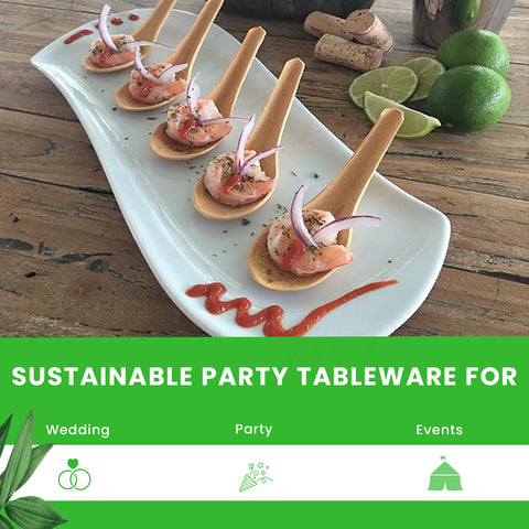 areca palm leaf spoons Palm Leaf Canapé Spoons 14cm | Eco-Friendly Tasting Spoons