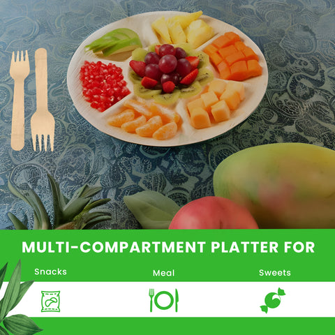 7-Compartment Palm Leaf Plates | Eco-Friendly Thali Plates | Premium Divided Plates