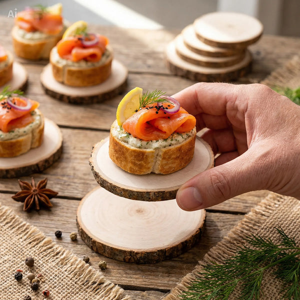 Natural Wood Tree Slices 5cm | Rustic Wedding Décor | Real Wood Rounds - Canape King