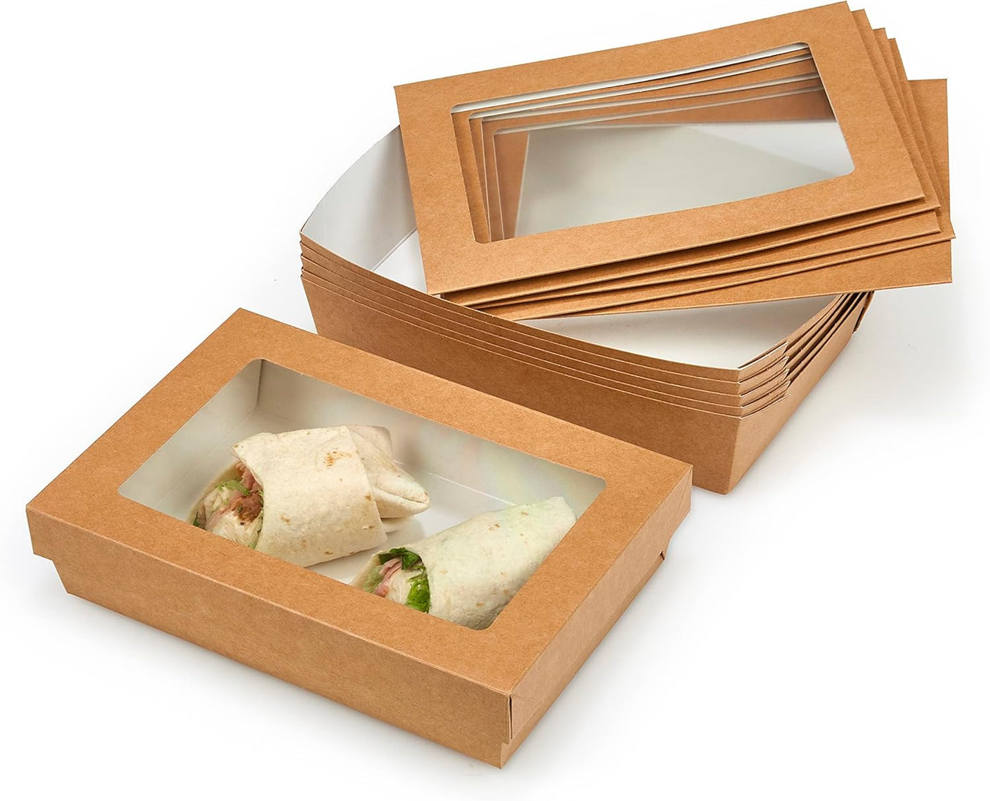 Premium Cardboard Takeaway Boxes With Cellulose Clear Window Lid