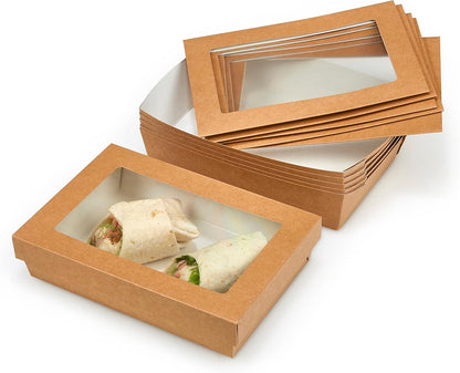 Premium Cardboard Takeaway Boxes With Cellulose Clear Window Lid