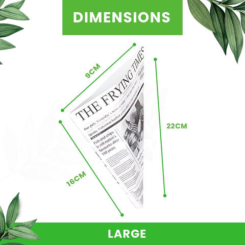 Eco-Friendly Newspaper Printed Paper Cones | Food Service Presentation | 3 Sizes