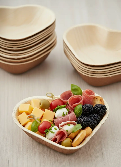 areca palm heart Heart-Shaped Palm Leaf Plates & Bowls | Eco-Friendly Tableware