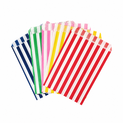 Candy Stripe Paper Bags 18x13cm | 1000 Pack Food-Grade Bags | Professional Service Bags - Canape King