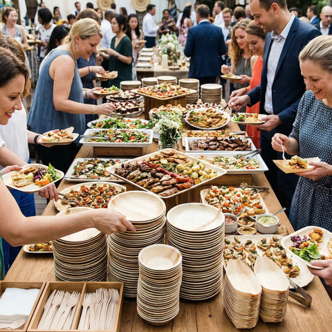 Round Palm Leaf Plates 15-30cm | Premium Eco-Friendly Disposable Plates | 6 Sizes - Canape King