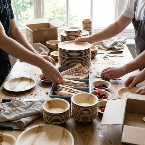 Round Palm Leaf Plates 15-30cm | Premium Eco-Friendly Disposable Plates | 6 Sizes - Canape King