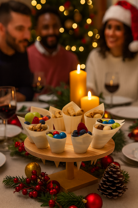 Wooden Cone Stand | Round Food Display Stand | Professional Serving Holder