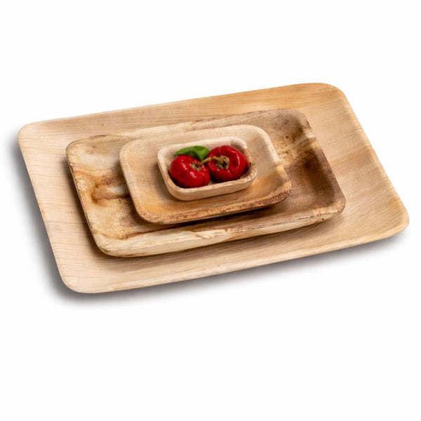 Rectangle Palm Leaf Plates & Platters 9-25cm | Eco-Friendly Disposable Tableware | 3 Sizes - Canape King
