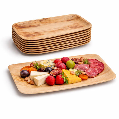 Large Rectangle Palm Leaf Platters | Premium Eco-Friendly Serving Trays