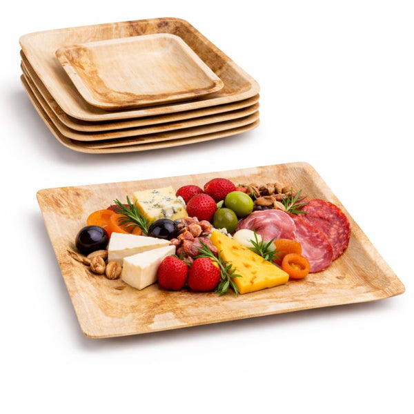 Square Palm Leaf Plates 7-25cm | Premium Eco-Friendly Disposable Plates | 5 Sizes - Canape King