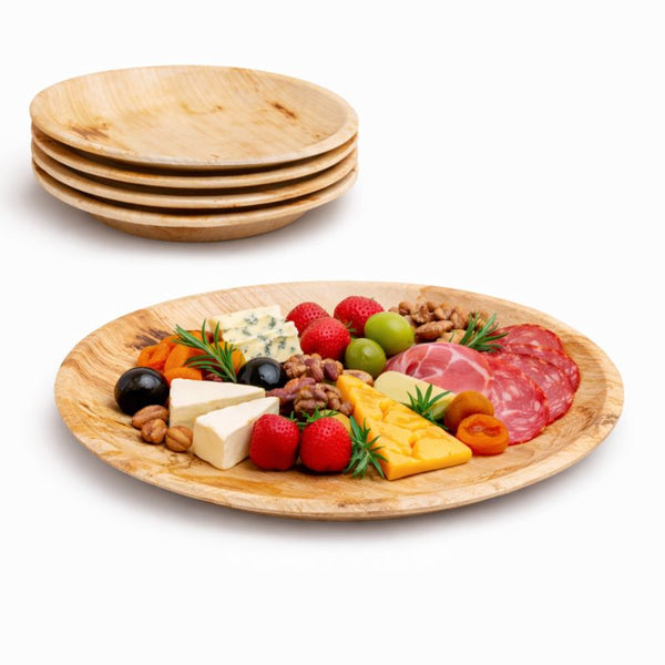 Round Palm Leaf Plates 15-30cm | Premium Eco-Friendly Disposable Plates | 6 Sizes - Canape King